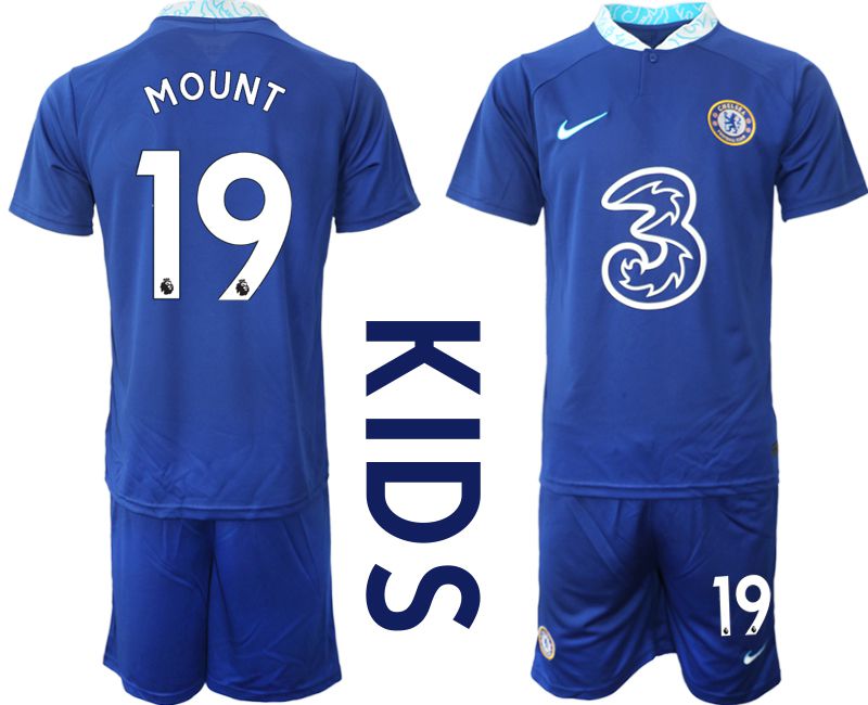 Youth 2022-2023 Club Chelsea FC home blue #19 Soccer Jersey->youth soccer jersey->Youth Jersey
